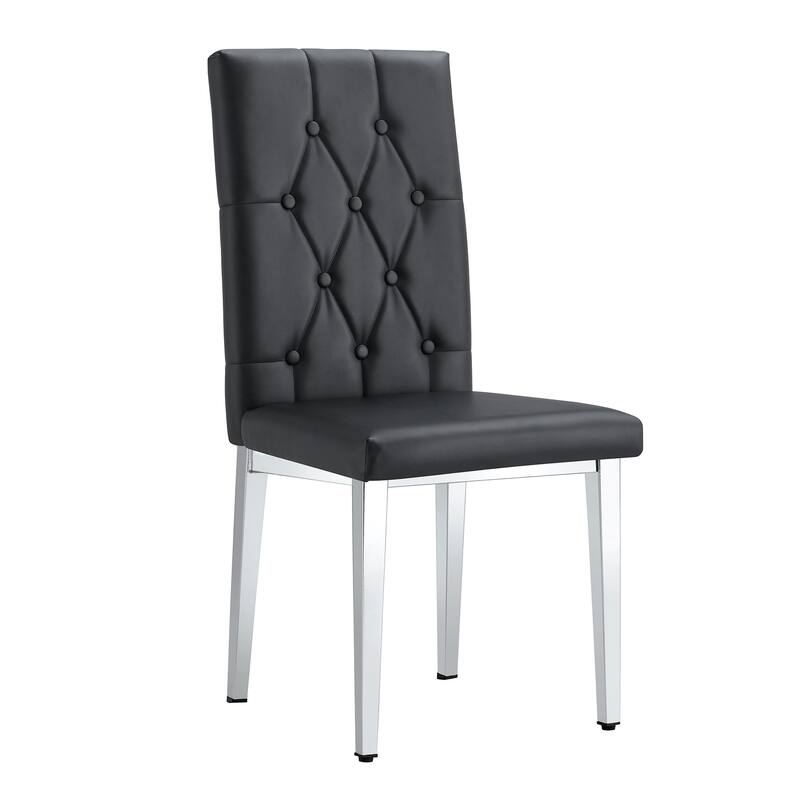 High Back Dining Chair Set of 4 Button Plaid Tufted Soft Cushion Side Chair Living Room Accent Chair Armless Chair