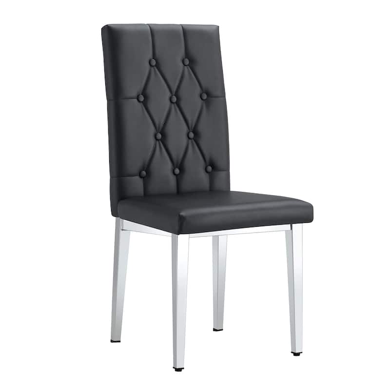 Roomfitters Black/Gray Armless Dining Chairs with Grid Buckle Back Design, Elegant Vintage Look Set of 4 for Dining Room,