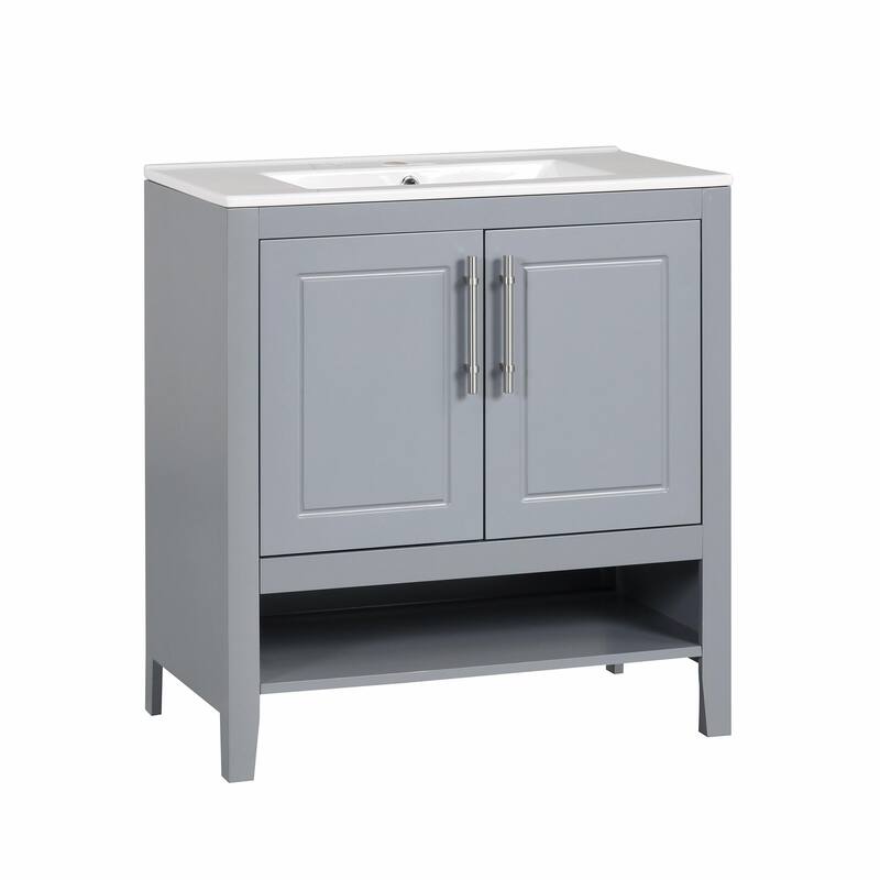 30" Bathroom Vanity with Sink, Multi-functional Cabinet with Doors and Drawers