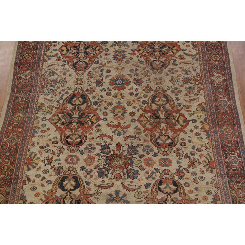 Hand Knotted Oriental 100% Wool Carpet Traditional Floral Beige & Ivories Sultanabad Area Rug - 11' 10'' X 8' 8''