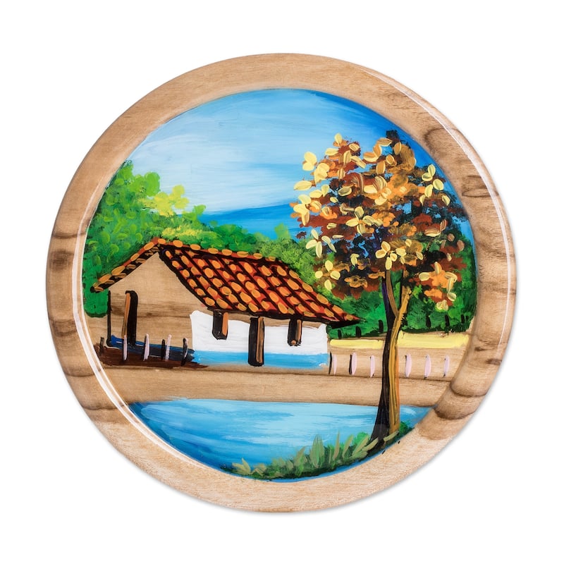 Novica Handmade Landscape Of My Land Wood Decorative Plate