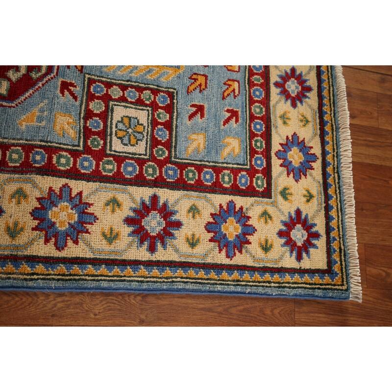 Blue Kazak Oriental Runner Rug Hand-Knotted Wool Carpet - 2'7" x 20'7"