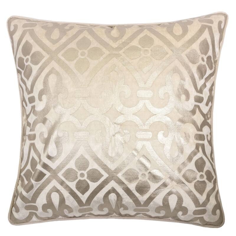 Homey Cozy Foil Print Vintage Throw Pillow Cover & Insert - Ivory