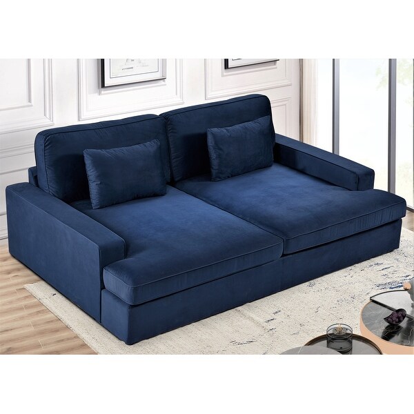 94.49 W Velvet Square arms Oversized Sofa twin sized Sofa Bed On Sale Bed Bath Beyond 38242990