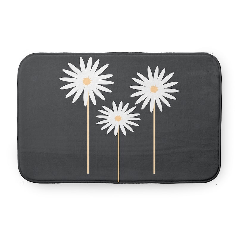 Floral Print Bathmat - 34" x 21" - Pepper