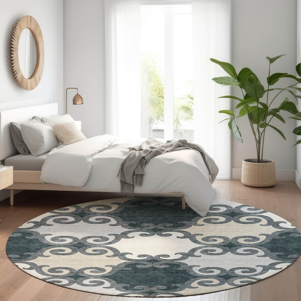 Premium Washable Super Soft Ornate Scroll Mayfield Rug