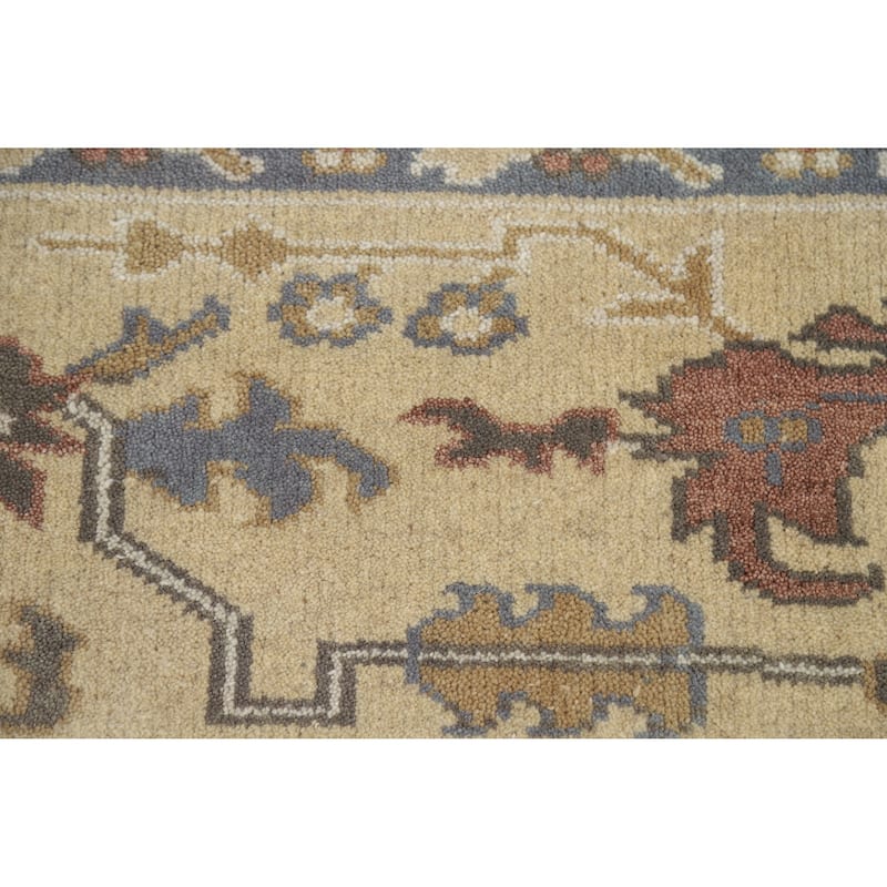 Earth Tone Brown Oushak Indian Area Rug Hand-Knotted Wool Carpet - 8'1" x 9'7"