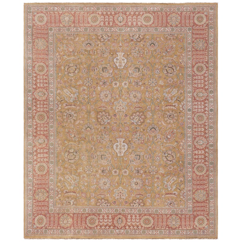 SAFAVIEH Couture Hand-knotted Haj Jalili Chuyen Traditional Oriental Wool - 9' x 12' - Gold/Rust