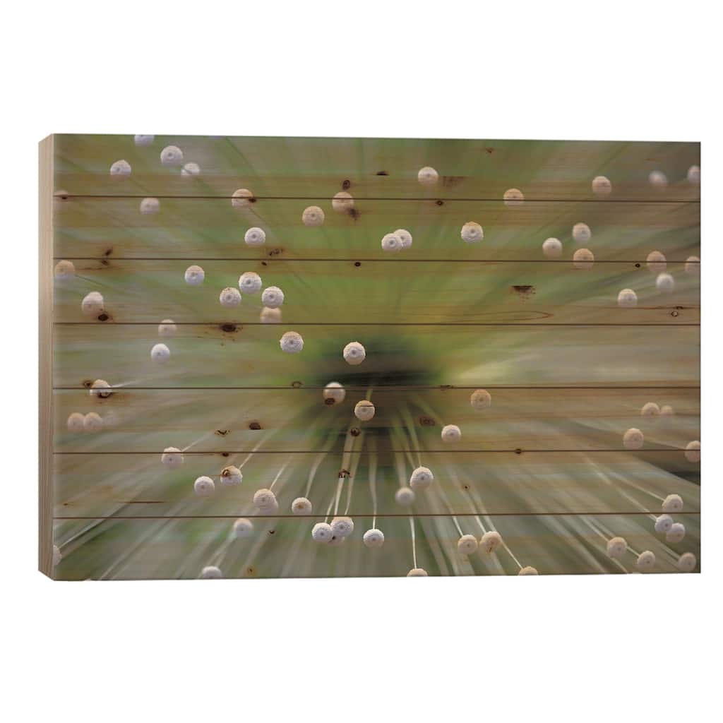 Green And White II Print On Wood by Wave Faber - Multi-Color