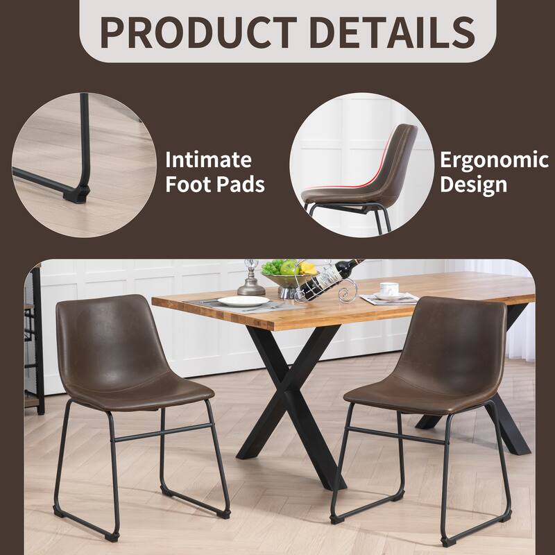 Adan Iron Frame Faux Leather Dining Chair (Set of 2)