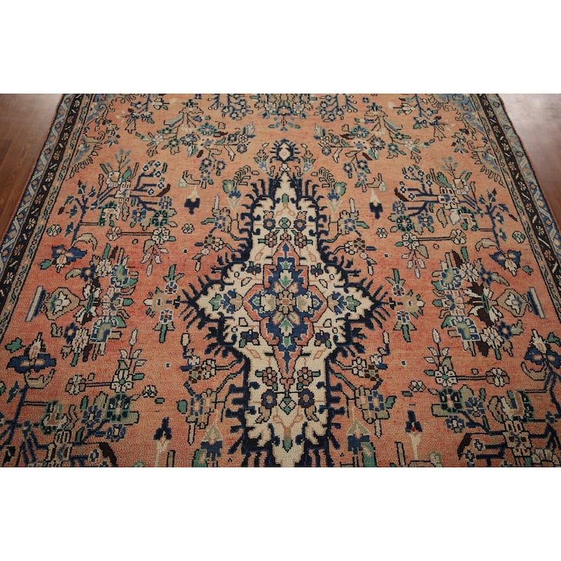 Hamedan Persian Vintage Rug Hand-Knotted Wool Carpet - 6'8" x 9'6"