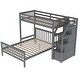 preview thumbnail 7 of 7, Twin Over Full Bunk Bed with Storage Stairs, Wooden Stairway Bunk Bed L-shaped Bunkbeds Frame, Twin Loft Bed w/Full Platform Bed