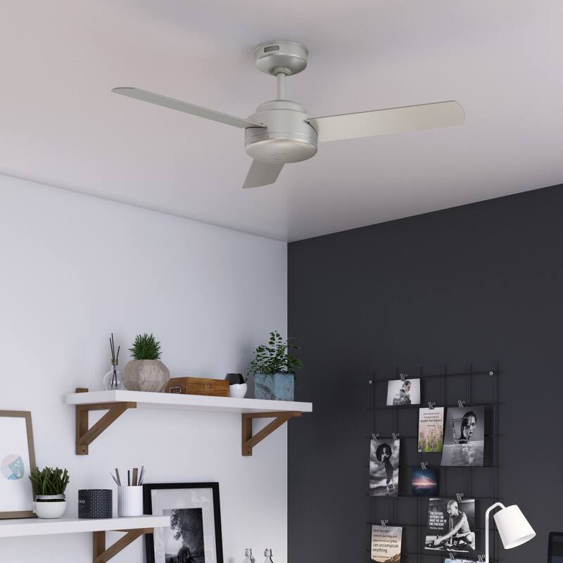 Hunter 52" and 44" Presto Ceiling Fan w/ Wall Control - Contemporary, Industrial, Scandinavian - 44" - Matte Nickel