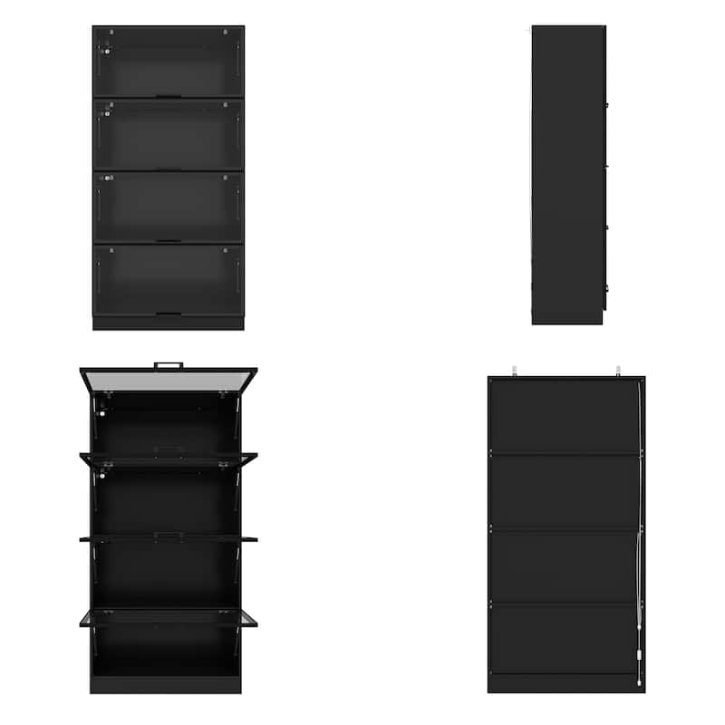 Kitchen Pantry Cabinets with 4-Tier Storage Shelves and Glass Doors
