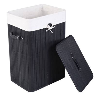 Single Lattice Bamboo Folding Basket Laundry Hamper