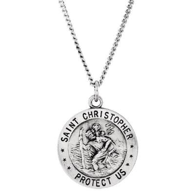 Curata Necklace 925 Sterling Silver 18 mm St. Christopher U.S. Air Force Medal 18" Necklace