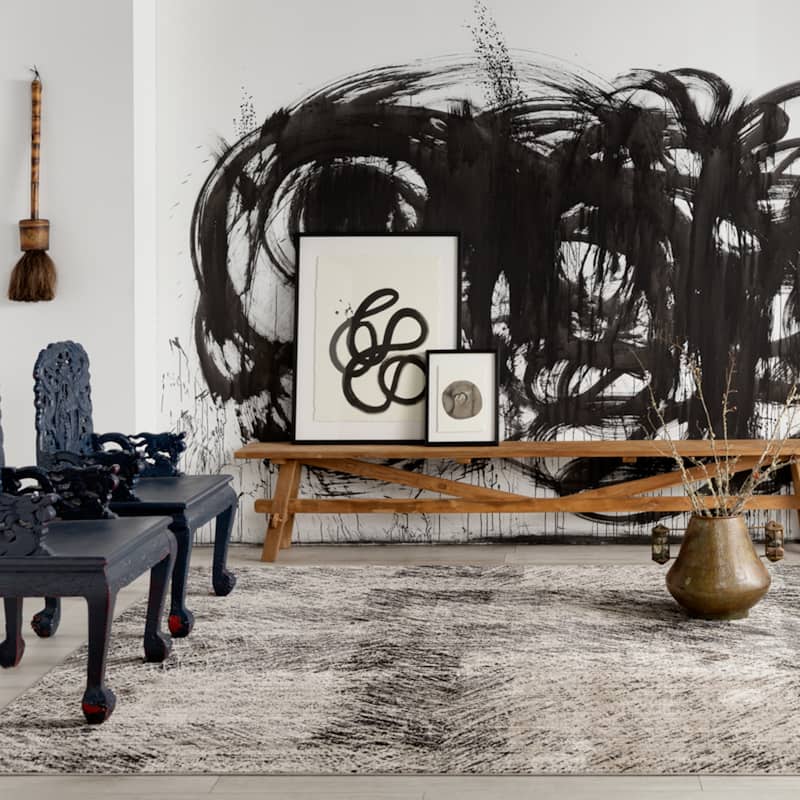 Natanael Abstract Black/ Taupe Area Rug