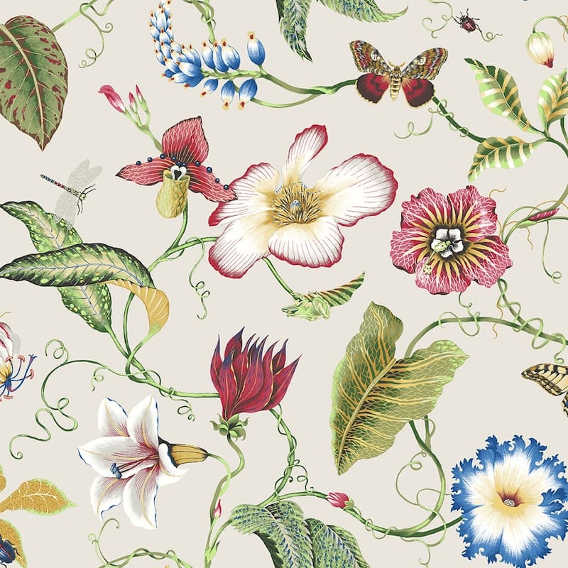 NextWall Summer Garden Floral Peel and Stick Wallpaper - 27 in. W x 18 ft. L - Raspberry & Chartreuse