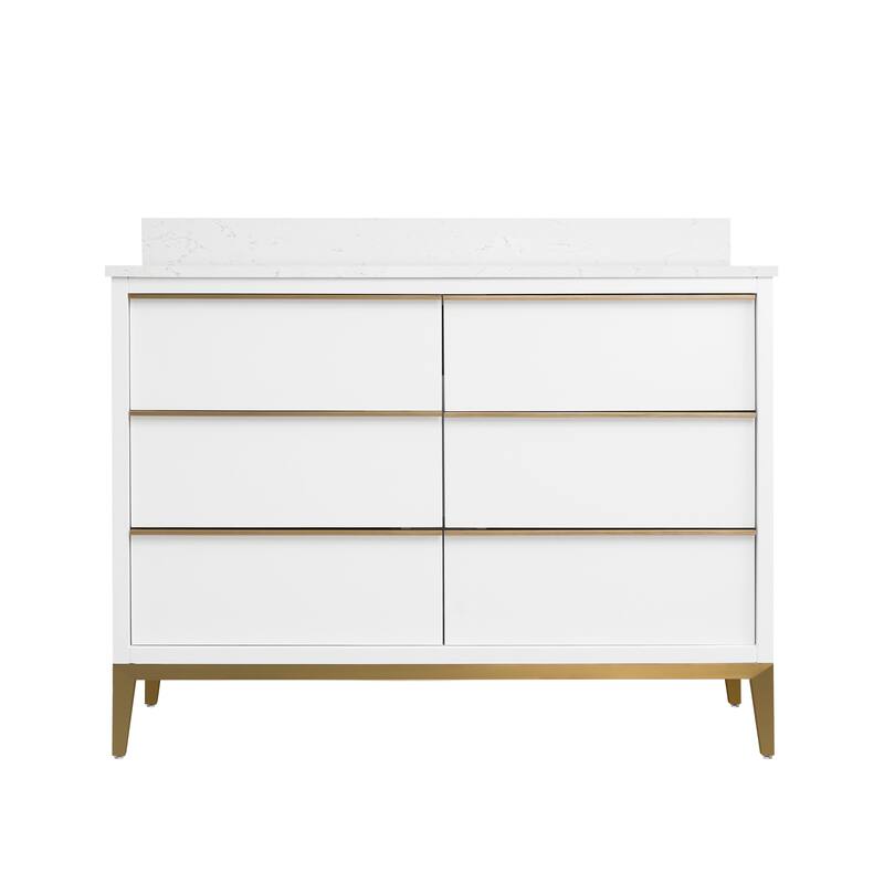 36"/48"/60" W Width Solid Wood Bathroom Vanity with Stain-resistant Carrera White Quartz Top and Sink