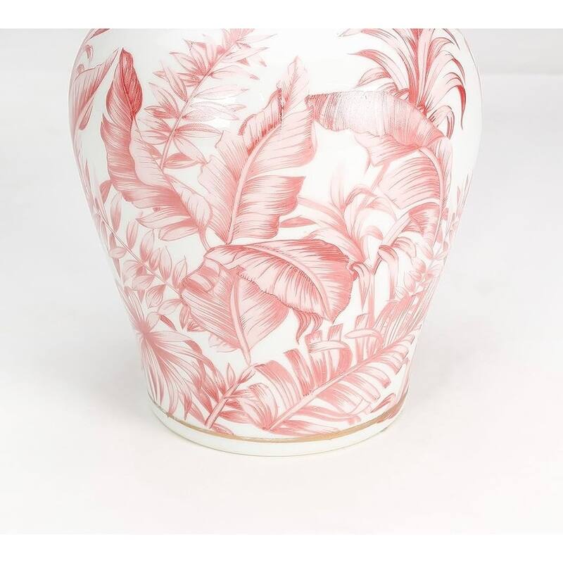 Aai Tropical Leaf Ginger Jar, Pink