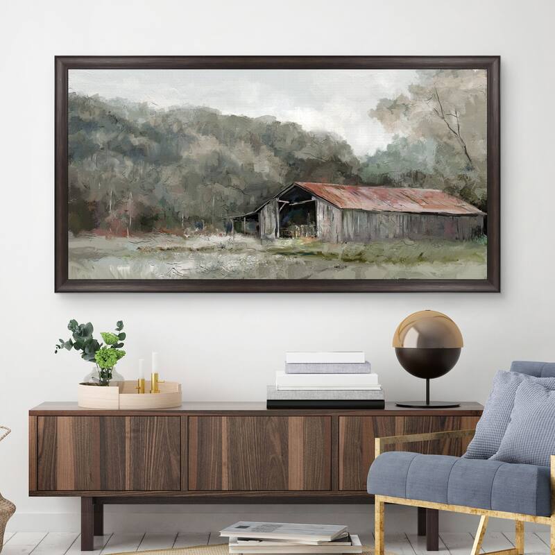 Masterpiece Art Gallery| Old Gray Barn by Studio Arts - Framed Canvas Art Print