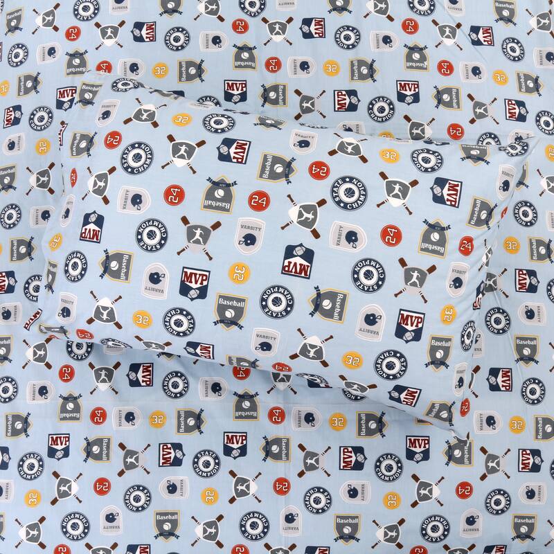 3-Piece Cotton Toddler Sheet Set for Kids Boys & Girls (Animals, Fish, Sports, Floral) - MVP Sports - Toddler