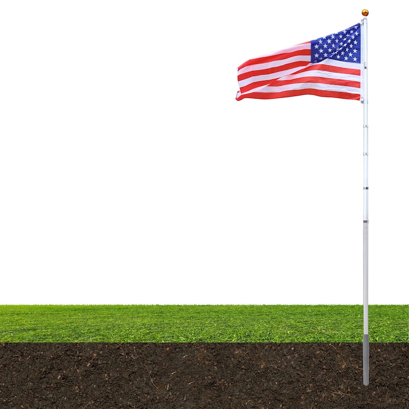 25FT Telescopic Flag Pole Kit - Silver