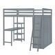 preview thumbnail 7 of 7, Full Size Loft Bed w/Desk & Wardrobe, Storage Shelves & Cabinet , Grey