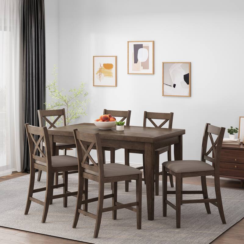 Dillonvale Indoor Wood Counter Height 7 Piece Dining Set by Christopher Knight Home - Antique Brown