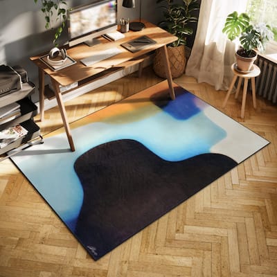 Interlocking V, Hand Washable Abstract Art Area Rug, power-loomed, 100% polyester, 2mm pile, non-slipping back