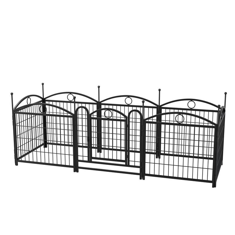 24" Dog Pen 8 Panel Dog Playpen Indoor Outdoor Metal Puppy Pet Fence Portable Folding Animal Exercise Fence