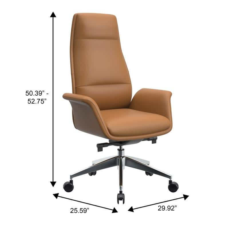 Summit High-Back Swivel Leather in Metal Frame Office Desk Chair with Adjustable Height, Synchro Tilt & Plush Cushion Comfort