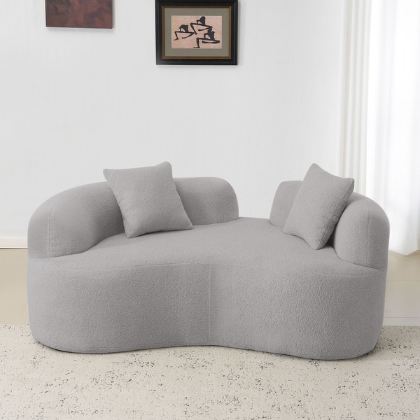 Teddy Fabric Loveseat, Ergonomic, Curved, Heart-Shaped, Pilling Resistant, 2-Seater