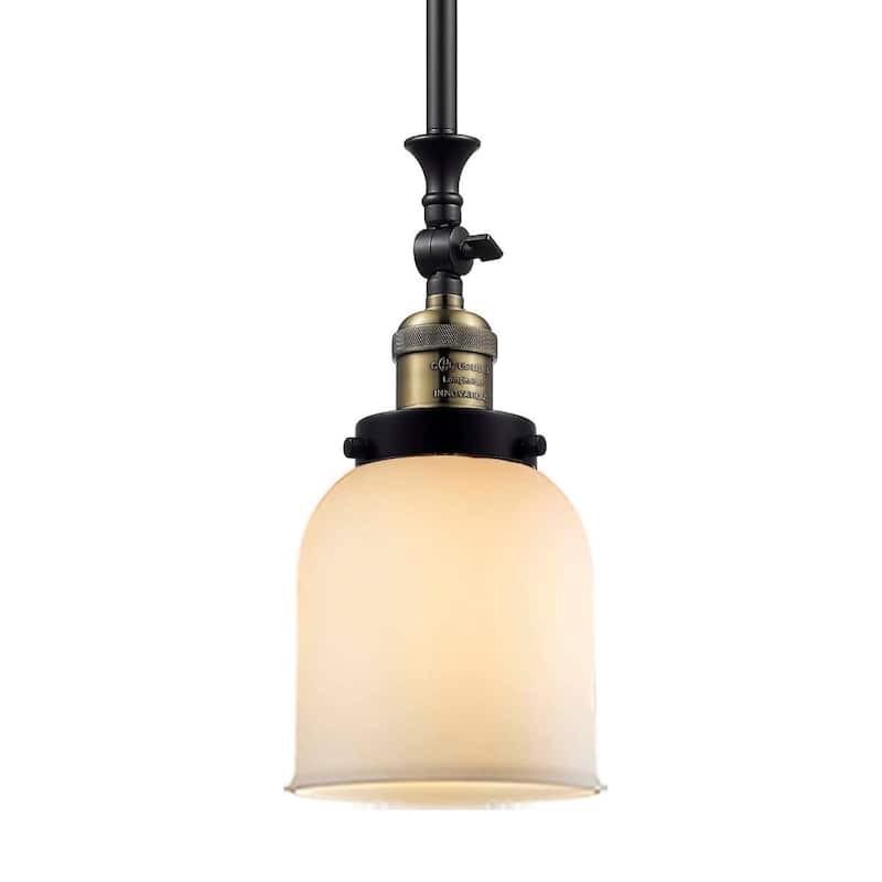 Innovations Lighting Small Bell 5" Wide Adjustable Mini Pendant - Black / Antique Brass / Matte White Cased