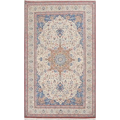 Vegetable Dye Nain Toodeshk Persian Area Rug Hand-knotted Wool Carpet - 5'2" x 8'2"