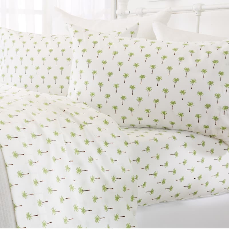 Linery & Co. Ultra-Soft Coastal-Inspired Brushed Microfiber Sheet Set - Twin - Palm Tree