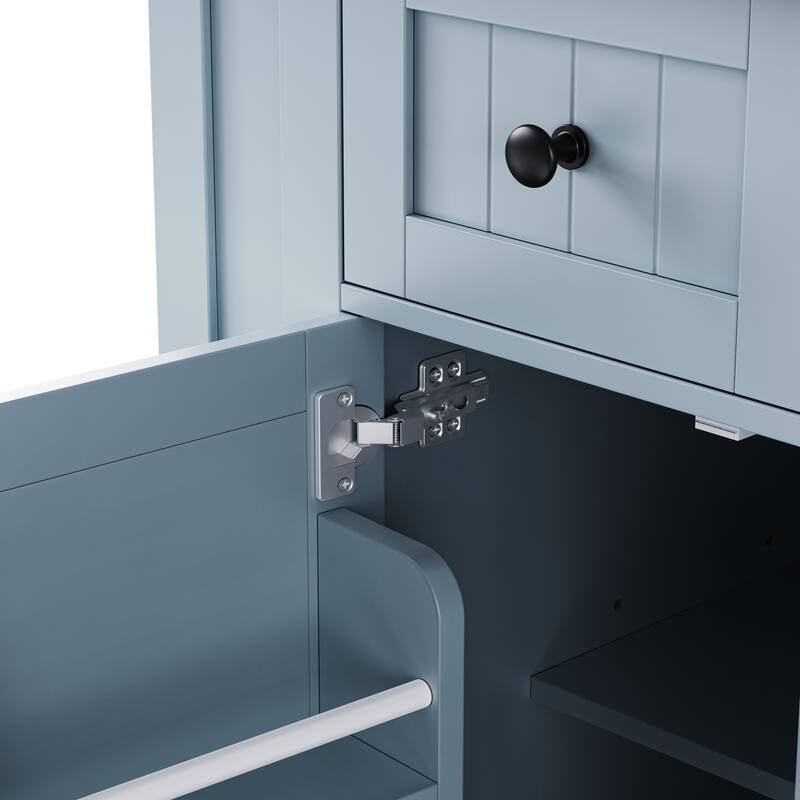 53'' x 30'' MDF Kitchen Cart with 2 Door Cabinet, Spice Rack, Drop Leaf and Towel Rack