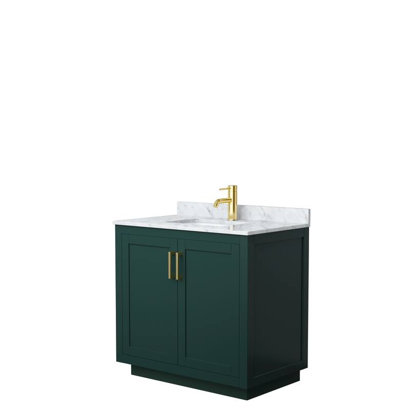 Miranda Single Vanity Set, White Carrara Marble Top, No Mirror