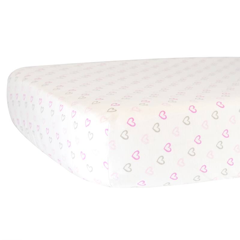 Hello Spud True Hearts Fitted Crib Sheet - 52"x 28" x 9" - Pink