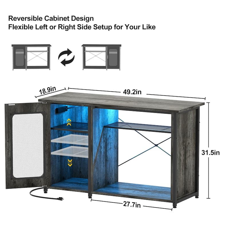 Aquarium Stand with USB Port and LED Light, Fish Tank Stand with Cabinet