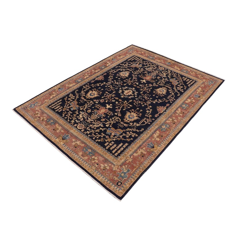 Classic Ziegler Rosie Blue Brown Hand-knotted Wool Rug - 8 ft. 10 in. x 11 ft. 9 in.