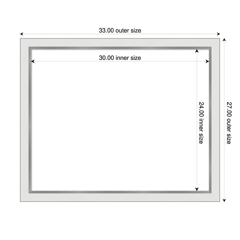 Amanti Art Eva Black Silver Narrow Framed Dry Erase Magnetic Board - 33 x 27 in - Eva White Silver Narrow