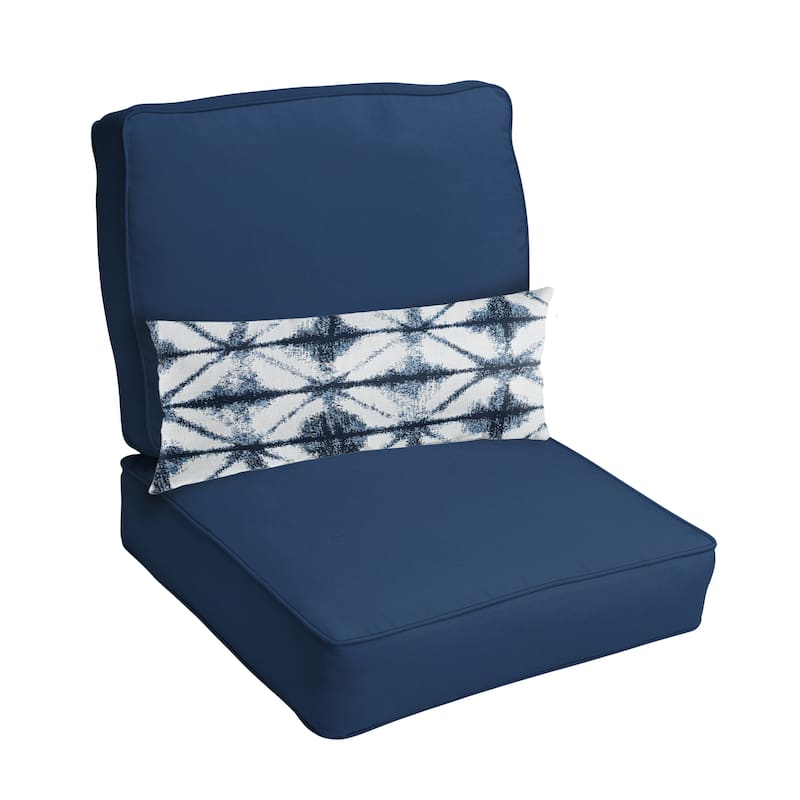 Sorra Home Oakley Sunbrella Solid Indoor/ Outdoor Corded Chair Cushion Set and Lumbar Pillow