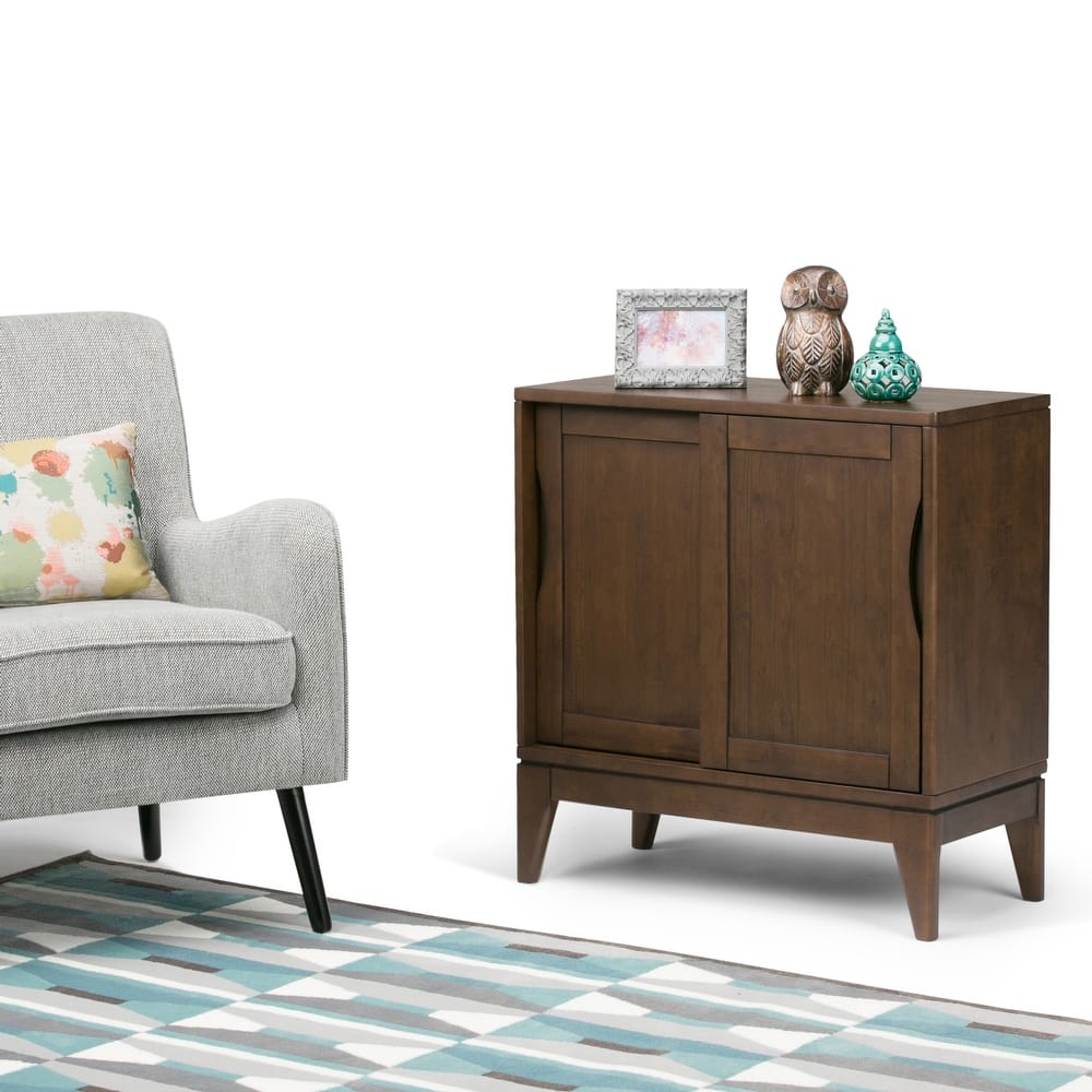 WYNDENHALL Pearson SOLID HARDWOOD 30 inch Wide Mid Century Modern Low Storage Cabinet - 30"w x 14"d x 31"h