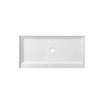 Indigo Home 60x30 inch Single Threshold Shower Tray Center Drain in White
