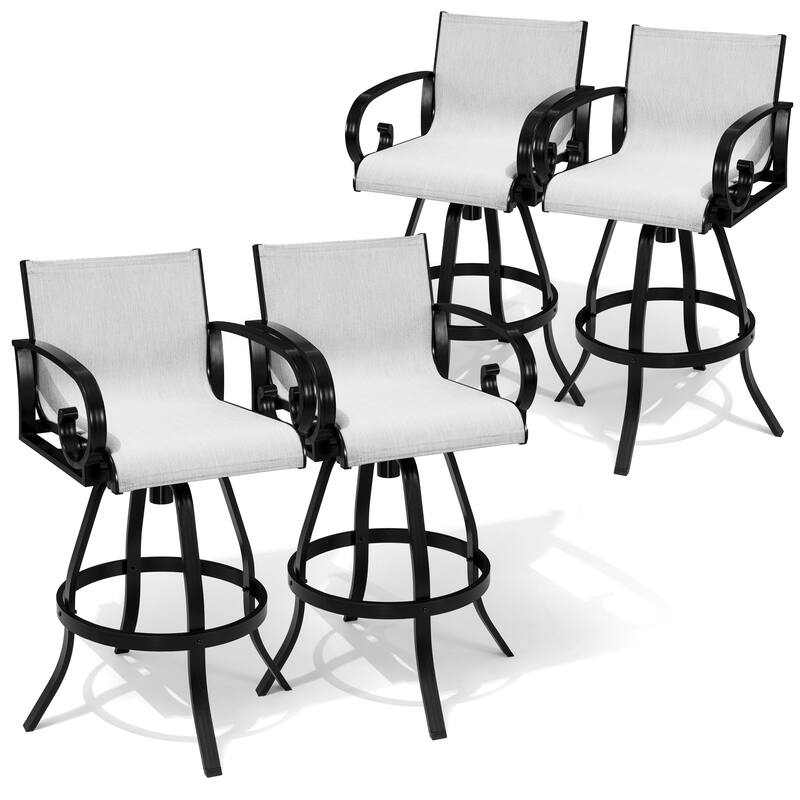 VredHom Outdoor Patio Bar Stools Swivel Bar Chair Sunbrella Textilene Sling - 20.1 in W x 44.3 in H