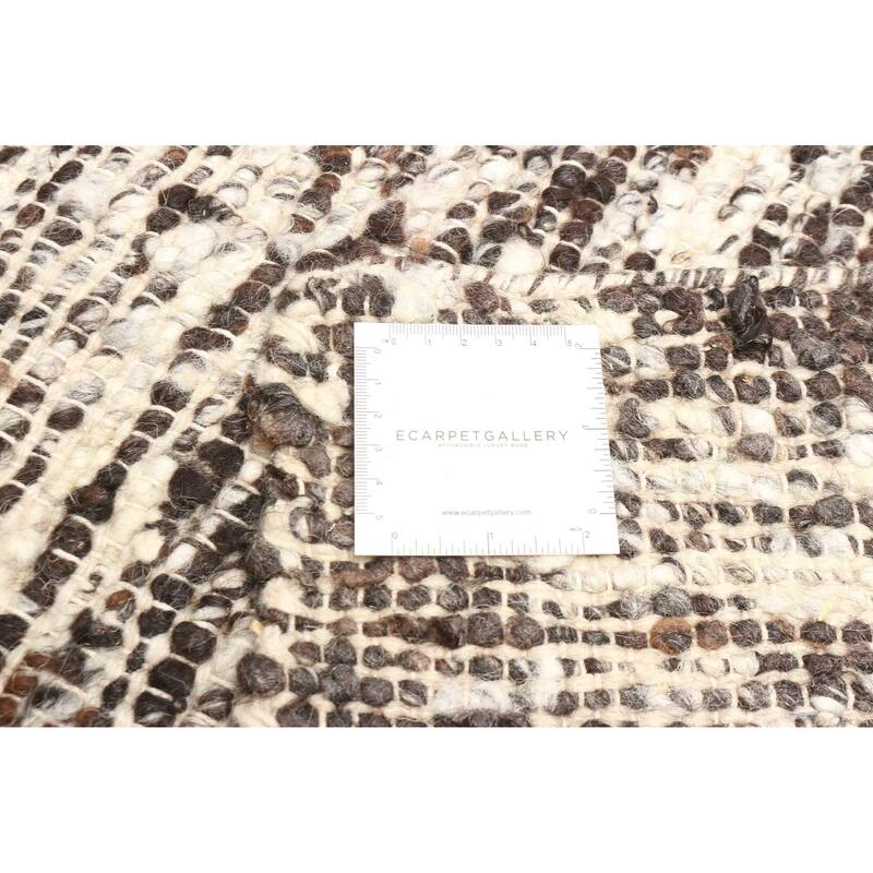 ECARPETGALLERY Braid weave Sienna Dark Brown Wool Rug - 6'5 x 8'8