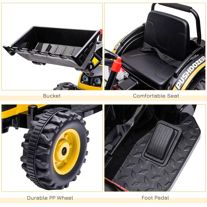 6V Kids Ride on Excavator, Bulldozer, Electric Construction Vehicle, Battery Powered Truck with Adjustable Bucket