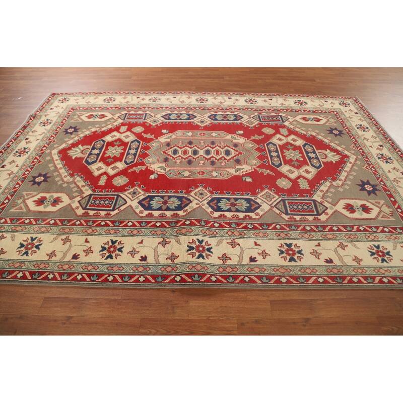 Red Kazak Oriental Area Rug Handmade Wool Carpet - 6'7" x 9'10"
