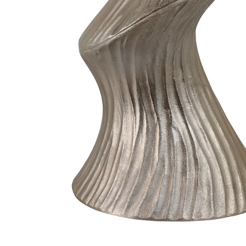 Marble Top Aluminum Side Table Round Sculptural Accent Modern